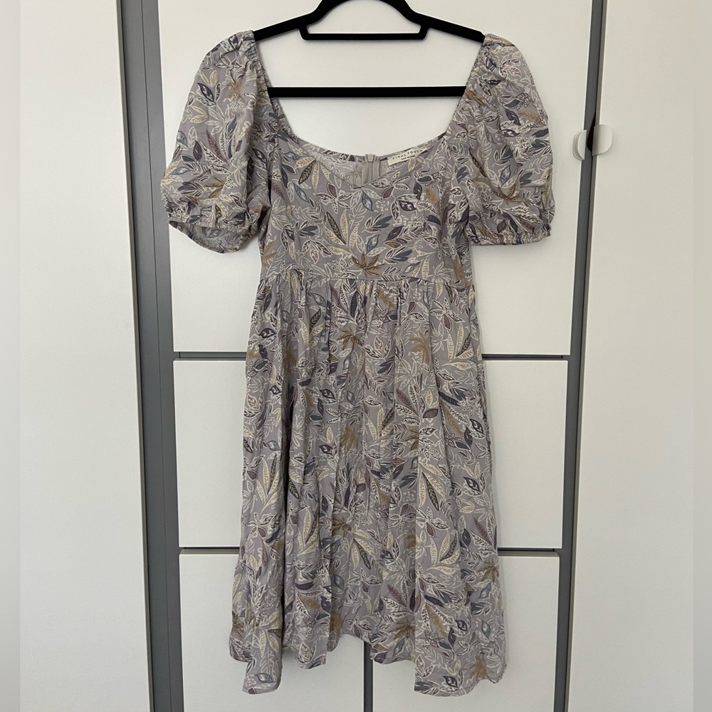 PinkBlush - Grey Floral Sweetheart Neck Maternity Dress - Size S